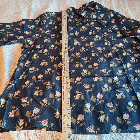 Pendleton Womens L Silk Blue Floral Roses Blouse Fairy Feminine Bloomcore Party - Picture 13 of 14